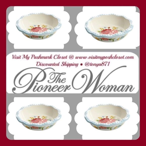 🦋 New Pioneer Woman Sweet Rose Mini 5” Pie Pans, Set of 4 - Picture 1 of 8